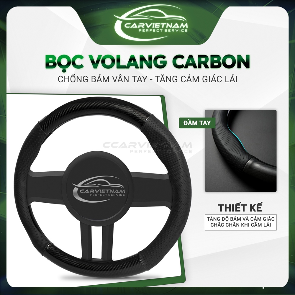 [TẶNG 1 viên rửa kính ô tô] Bọc vô lăng vân carbon ô tô cao cấp