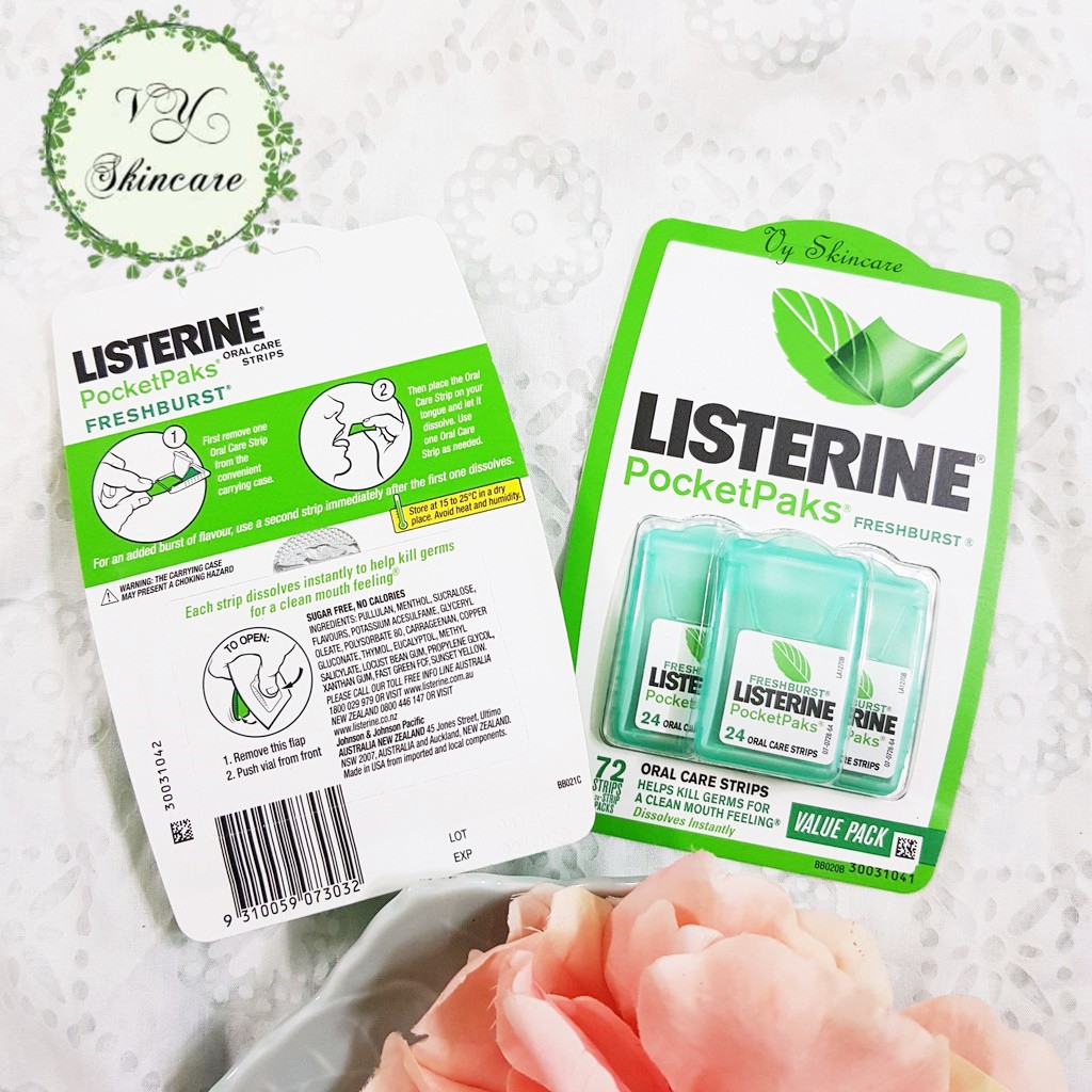 Miếng Ngậm Thơm Miệng Listerine Pocketpaks Vỉ 3 Hộp