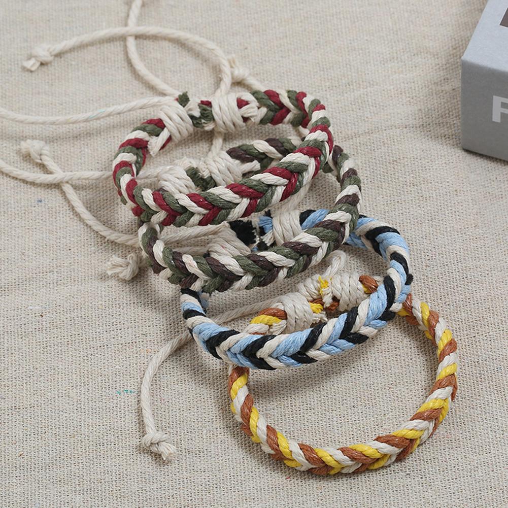 DIY Handmade Weave Rope Bracelet Colorful Ethnic Knit Bangles Jewelry Gift FASCINO