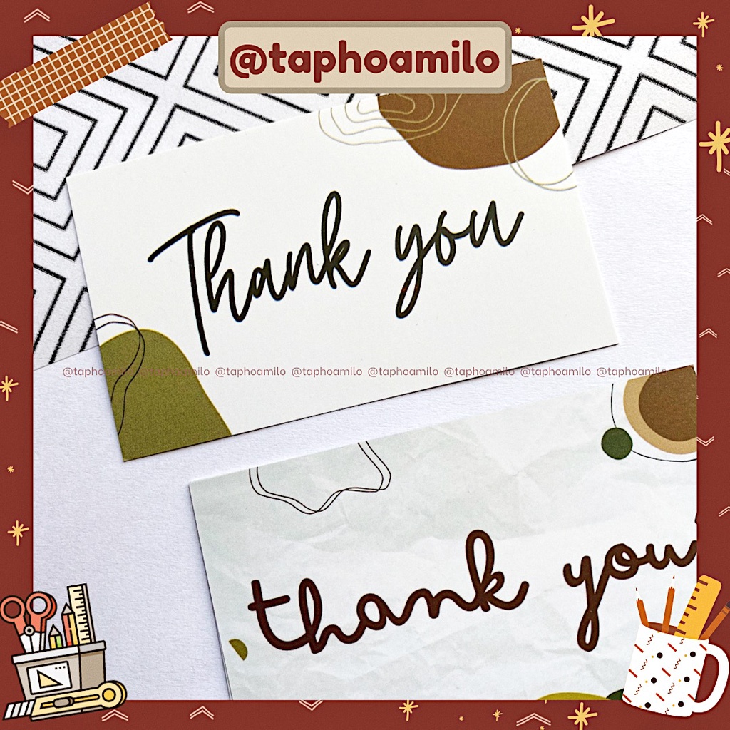 Card cảm ơn, thẻ thank you minimalism phong cách cổ điển taphoamilo