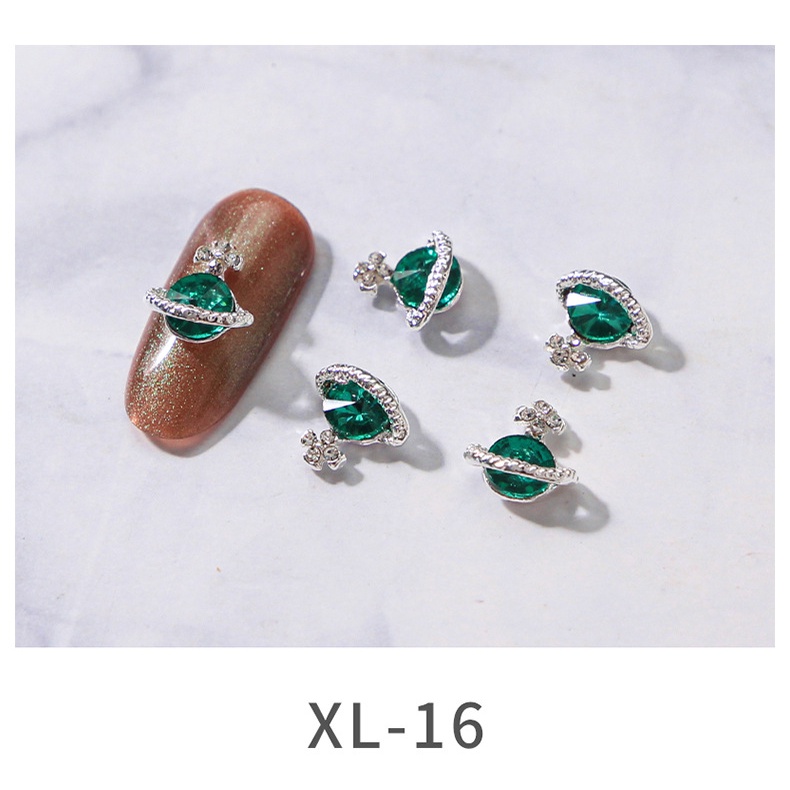 Phụ Kiện Trang Trí Móng Tay Nghệ Thuật Bằng Hợp Kim Đính Đá Zircon Nhiều Màu Lấp Lánh