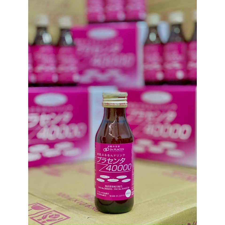 Nước Uống Nhau Thai Collagen Placenta 40000mg Dr. Placen Nhật Bản chính hãng - Hộp 10 Lọ
