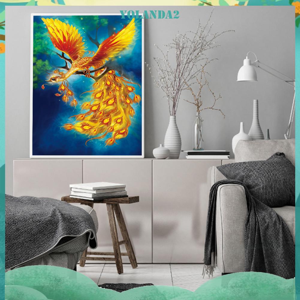 Tranh Thêu Chữ Thập DIY 11CT Hình Chim Phượng Hoàng Vàng