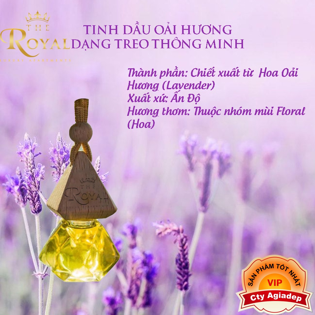 Tinh dầu Hoàng Gia Royal nguyên chất có kiểm định nhiều mùi 8ml, treo xe, kẹp điều hòa Agiadep.com