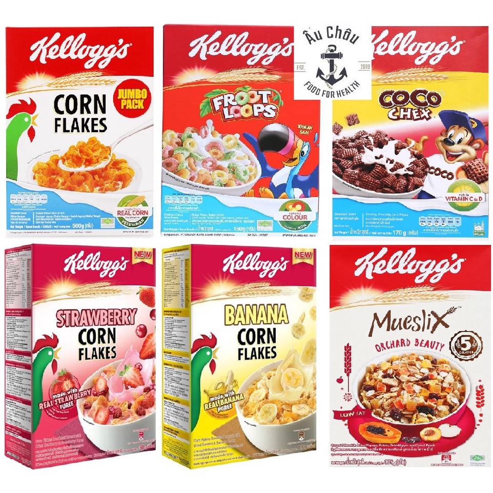 Ngũ cốc ăn sáng Kellogg trái cây dinh dưỡng cao cấp đủ loại hộp 160gr NK Thái Lan ít calo
