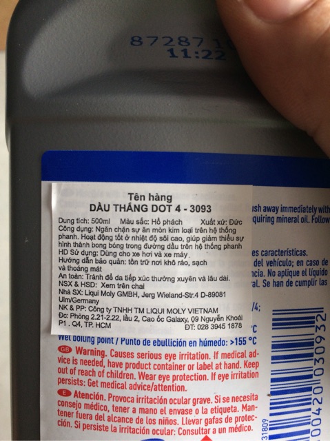 DẦU THẮNG DOT 4 - LIQUI MOLY BRAKE FLUID DOT 4 - Made in Germany