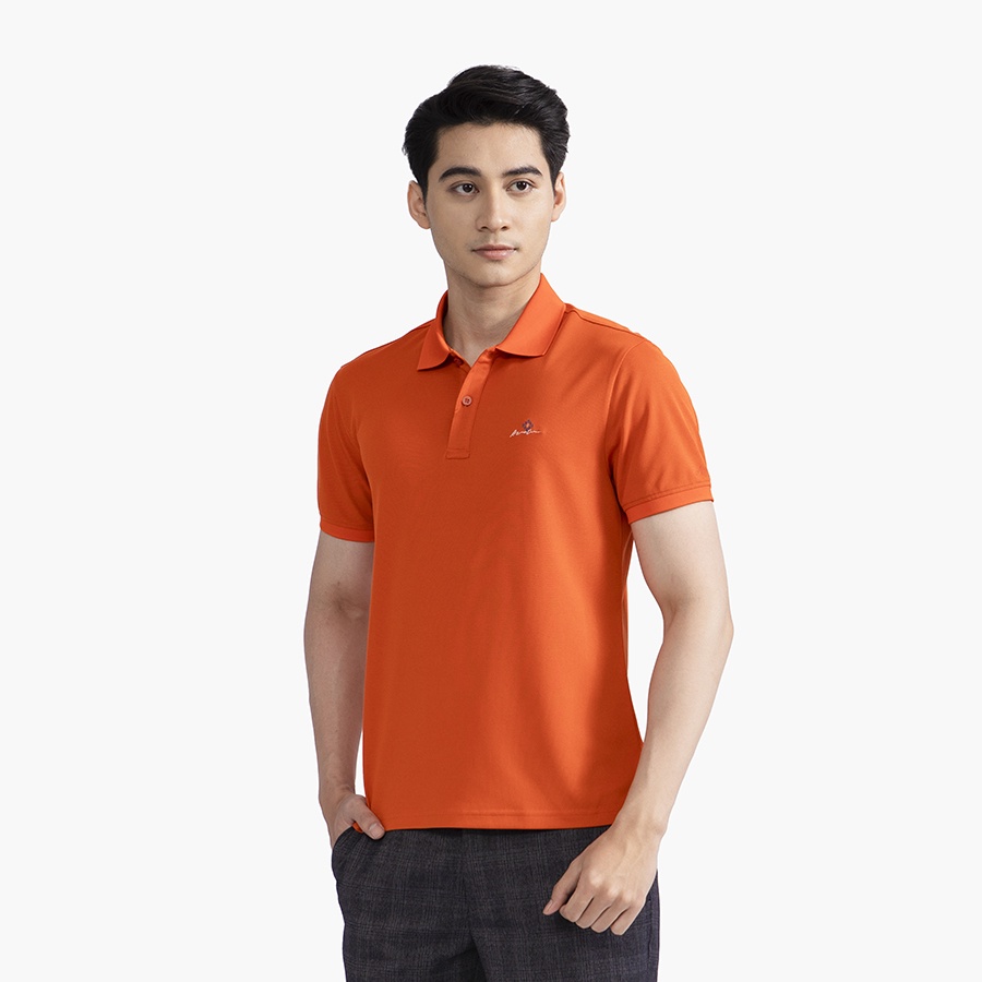 Áo polo nam ARISTINO dáng Regular fit suông nhẹ, màu cam trẻ trung nổi bật, dệt Jacquard thời trang - APS097S2