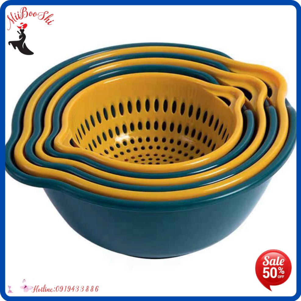 Combo 6 Món Rổ Nhựa Ráo Nước , Rổ Rửa Rau Củ Hai Lớp Cao Cấp | BigBuy360 - bigbuy360.vn