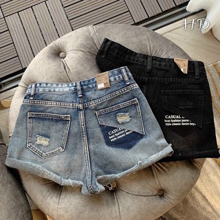 [Hình thật] Quần short jean nữ bigsize thêu túi màu Xanh - Đen (35-85kg)