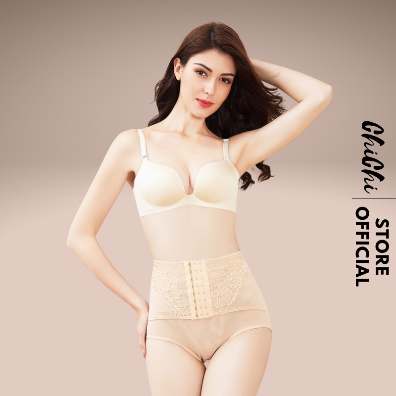 Quần Lót Nữ Thun Lạnh Gen Nịt Bụng Cạp Cao Có Móc Cài Thon Gọn Eo Định Hình Vòng 2 CHICHIBRA 668