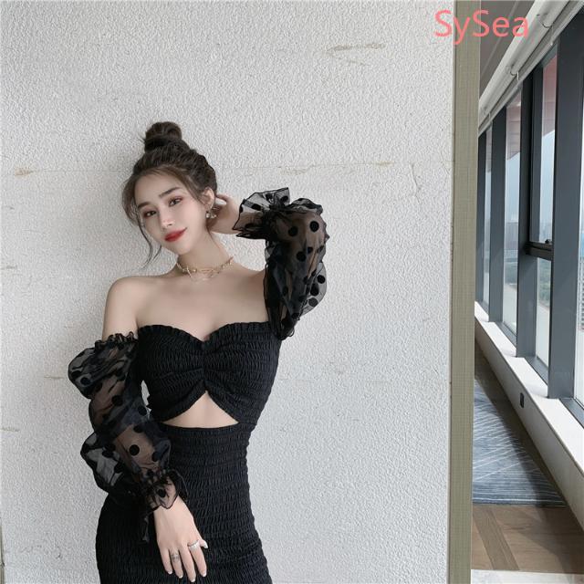 Đầm Trễ Vai Tay Dài Phối Lưới Thiết Kế Quyến Rũ | BigBuy360 - bigbuy360.vn