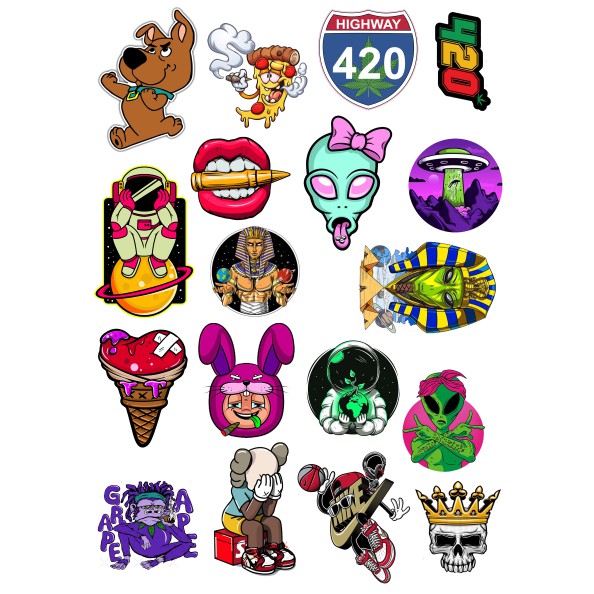 Bộ 70 STICKER dán nón bảo hiểm, laptop cực ngầu, 420