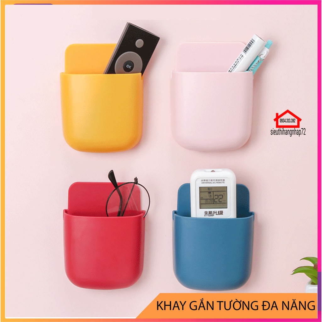 Khay gắn tường để đựng remote, điều khiển máy lạnh tiện dụng treo tường (giao màu ngẫu nhiên) [KHAY DÁN]]