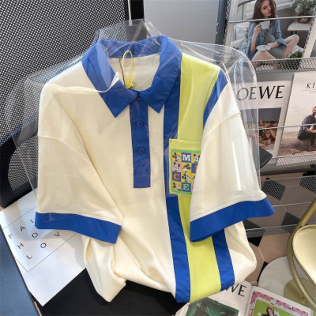 Áo Sweater Tay Dài Có Túi In Họa Tiết Hoạt Hình Màu Tương Phản Thời Trang Mùa Thu Cho Nữ