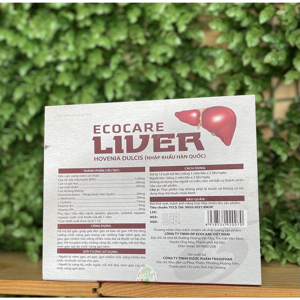 Viên uống bổ gan, mát gan, hạ men gan ecocare LIVER hộp 60 viên