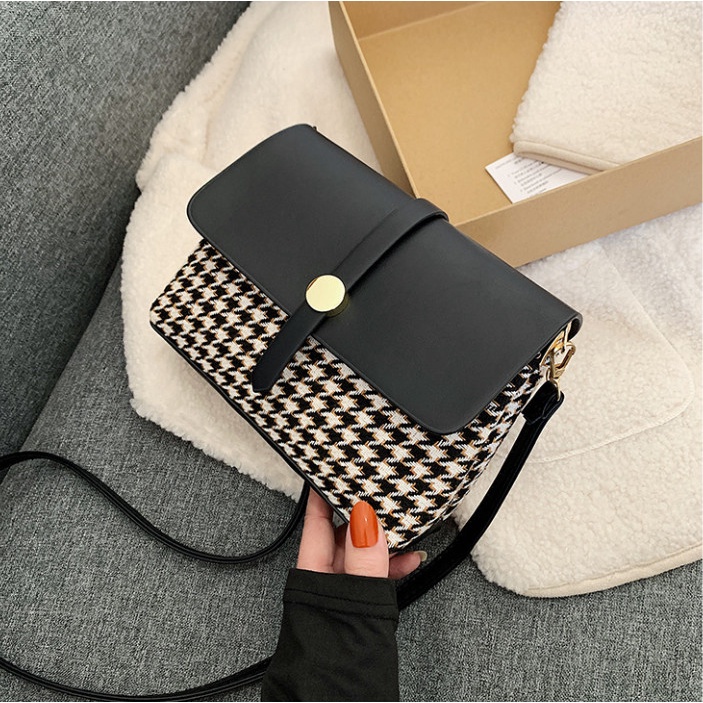 Túi đeo chéo nữ họa tiết caro hai ngăn thời trang BAG U CARO2N