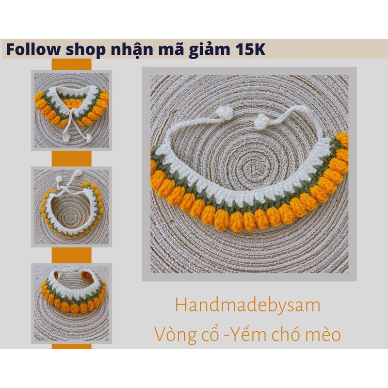 Vòng cổ chó mèo Hoa Lily Vàng - handmadebysam