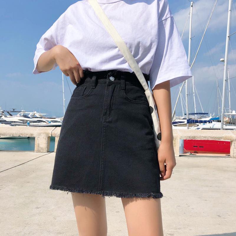 CHÂN VÁY JEANS CHỮ A,CHÂN VÁY JEANS ĐEN,CHÂN VÁY JEANS ÔM THỜI TRANG NỮ