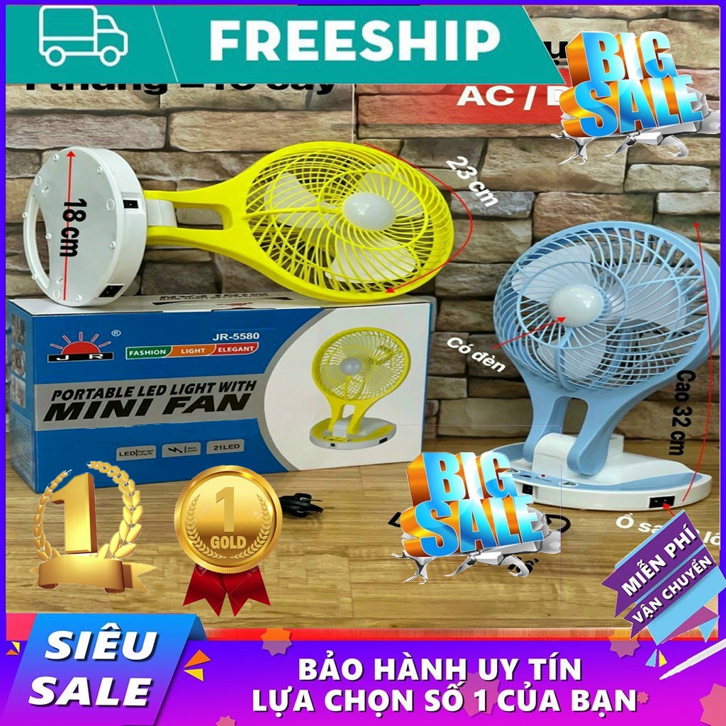 [SIÊU RẺ] QUẠT GẤP TÍCH ĐIỆN MINI FAN JR-5580 CÓ THỂ SẠC HOẶC SỬ DỤNG ĐIỆN TRỰC TIẾP, CÓ ĐÈN SIÊU SÁNG-MÀU NGẪU NHIÊN