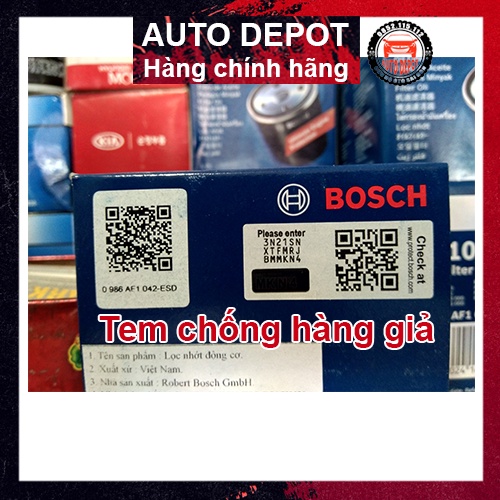 Lọc nhớt động cơ ô tô BOSCH 1042 chính hãng cho dòng xe ô tô Toyota Innova Landcruiser, Ford Focus, Fiesta
