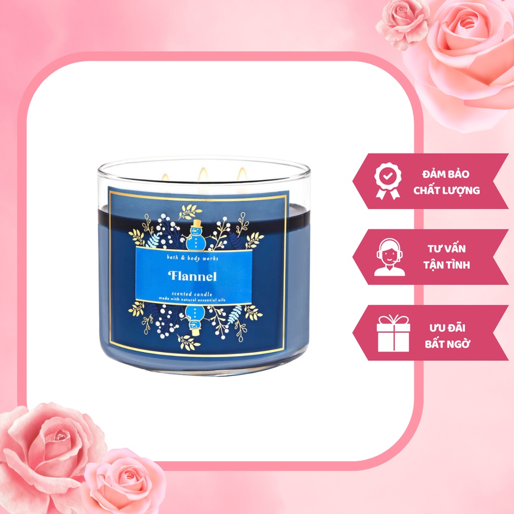 Nến Thơm 3 Bấc Bath And Body Works Flannel Hương Thơm Đến Từ Thiên Nhiên Lưu Hương Lâu Dài Dễ Chịu 411g