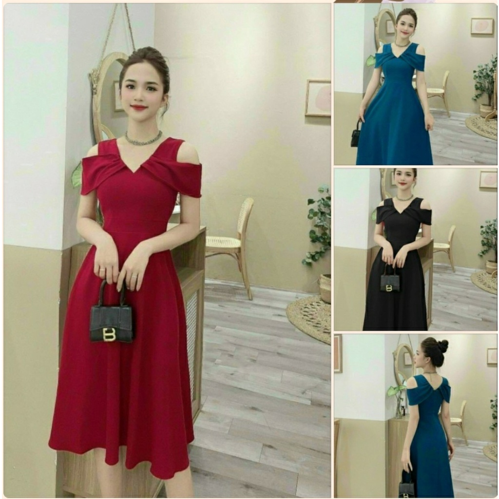 Đầm xòe hở vai sang trọng hàng thiết kế cao cấp - YB220828