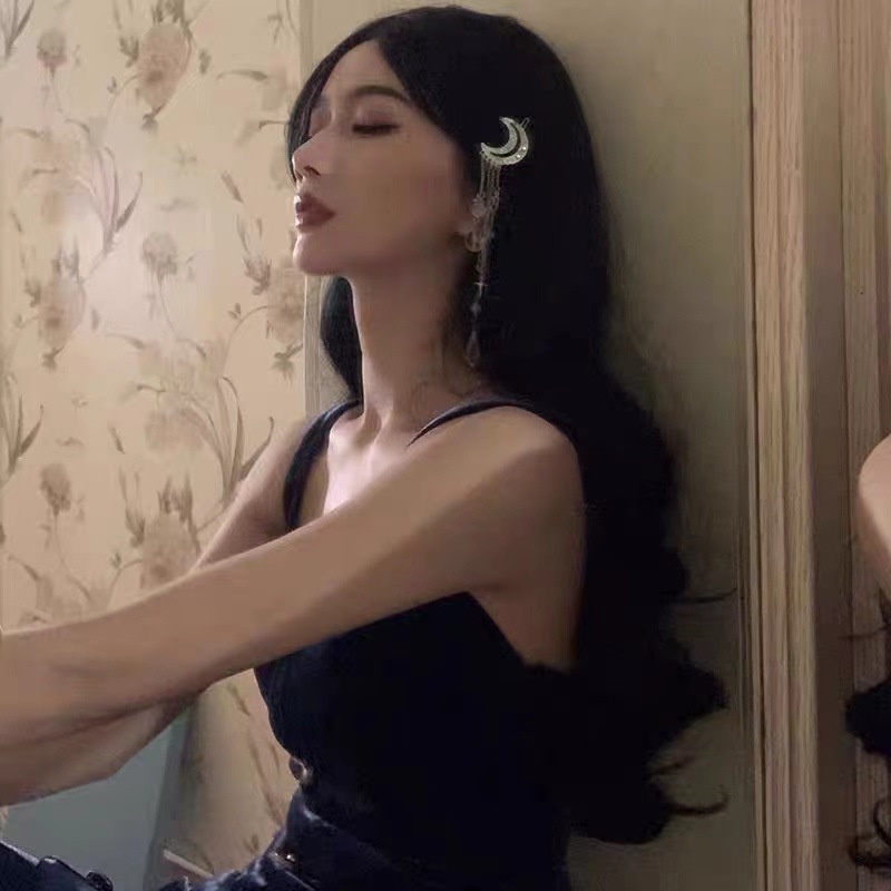 Kẹp Tóc Tua Rua Dài Hình Trăng Sao Đính Đá Thời Trang Nhật Hàn