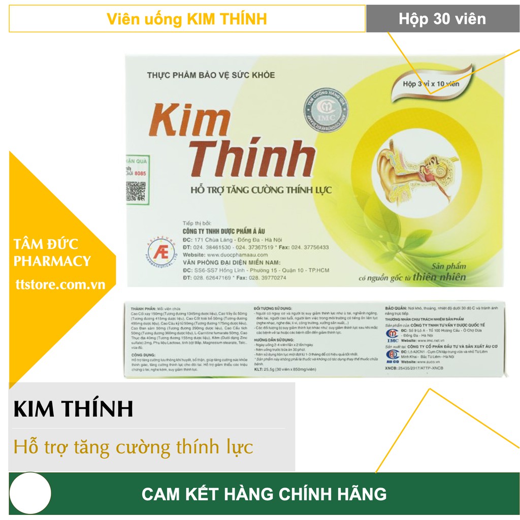 KIM THÍNH - Hỗ trợ tăng cường thính lực [Hộp 30 viên]