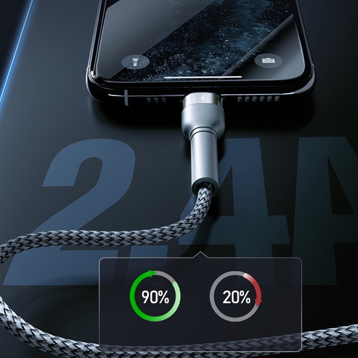 CHÍNH HÃNG Dây cáp iP CHỐNG GÃY ĐỨT Sạc Nhanh 2.4A Chống Gãy 1M 7 8 X Xs MAX 11 12 13 14  củ 18W