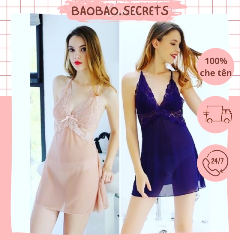 Váy ngủ sexy quyến rũ cao cấp chất lụa pha ren mềm mịn, hanna.secrets