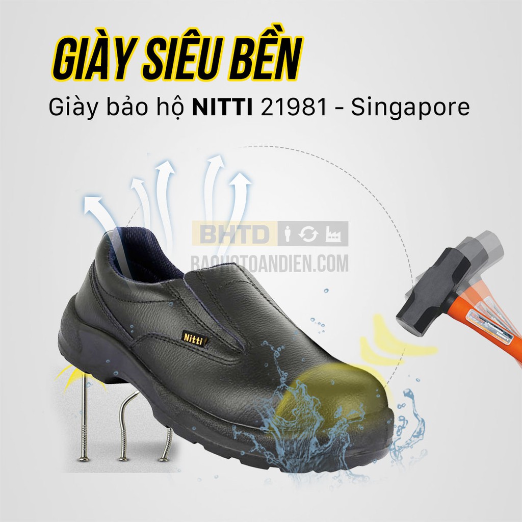 (CHÍNH HÃNG) Giày bảo hộ chống đinh chống nước siêu bền nhập khẩu Singapore Nitti 21981