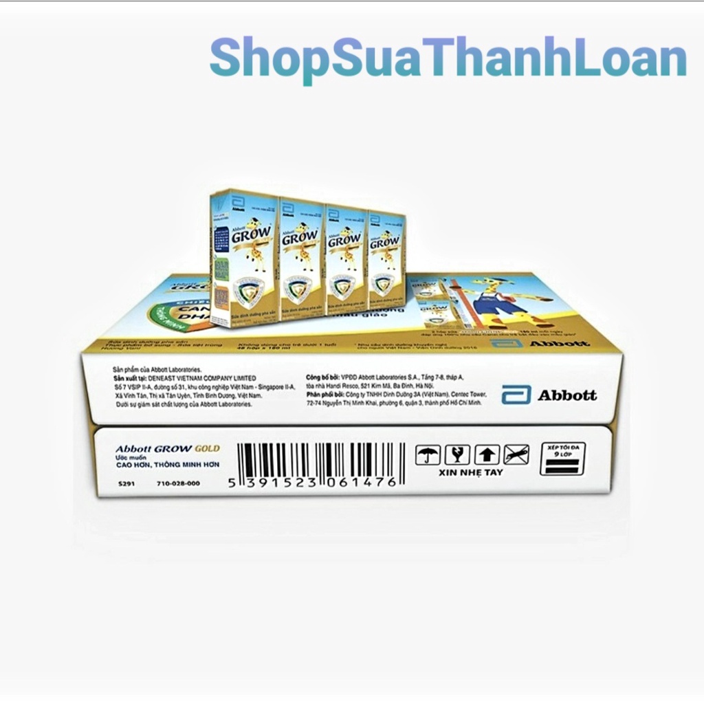 [Mã 267FMCGSALE giảm 8% đơn 500K] [HSD T2-2022] Thùng 48 Hộp SBPS Abbott Grow gold 180ml