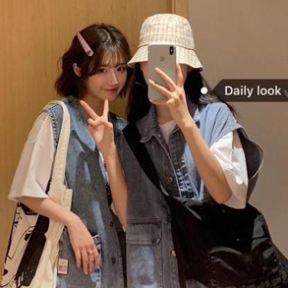 ck Áo Khoác Nữ Jean Denim Ulzzang Áo Khoác Bò Không Tay Hàn Quốc Áo Jacket Nữ Vest Bigsize Form Rộng Có Túi