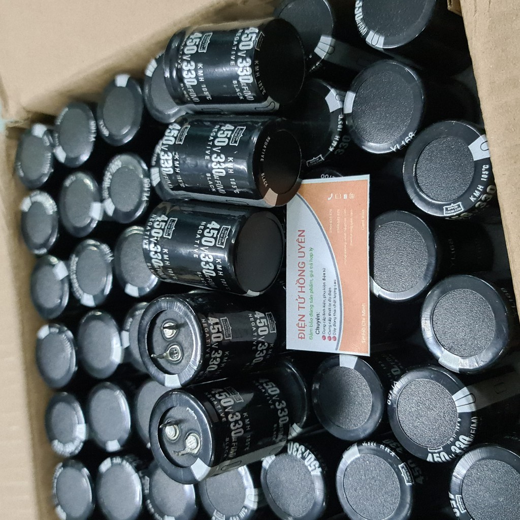 Combo 2 tụ 330UF 450V, Tụ nhôm phân cực áp cao chuyên dùng cho máy điện tử, máy giun. Kích thước 40x30mm