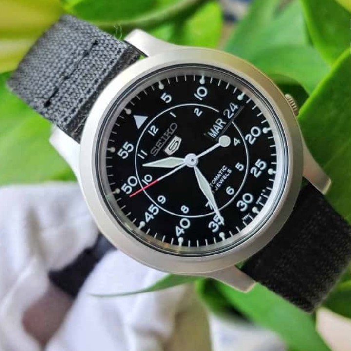 Đồng hồ nam Seiko 5 Quân Đội SNK809K2S - Máy Cơ Dây Nato - Mặt Đen - Chống nước , chống chầy , bảo hành 24 tháng