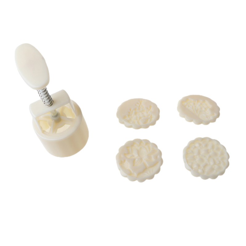 Khuôn ép bánh trung thu 75g hình hoa hướng dương kèm 4 mặt in