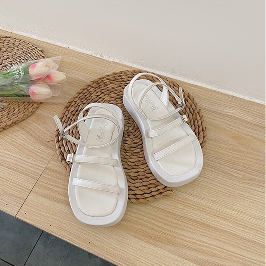 Giày Sandal Nữ Ulzzang Vintage, Dép Quai Hậu Hai Quai Ngang Mảnh Đế Cao Su Độn 3cm Cao Cấp Hàn Quốc - Iclassy_shoes