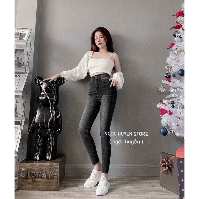 Quần jeans trơn đen xám