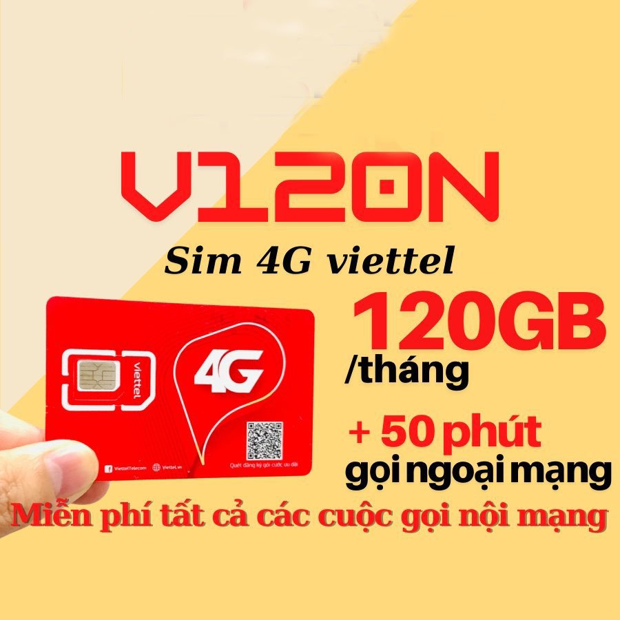 Sim 4G Viettel V120N GÓI VIP - 4GB/NGÀY DATA TỐC ĐỘ CAO - MIỄN PHÍ GỌI