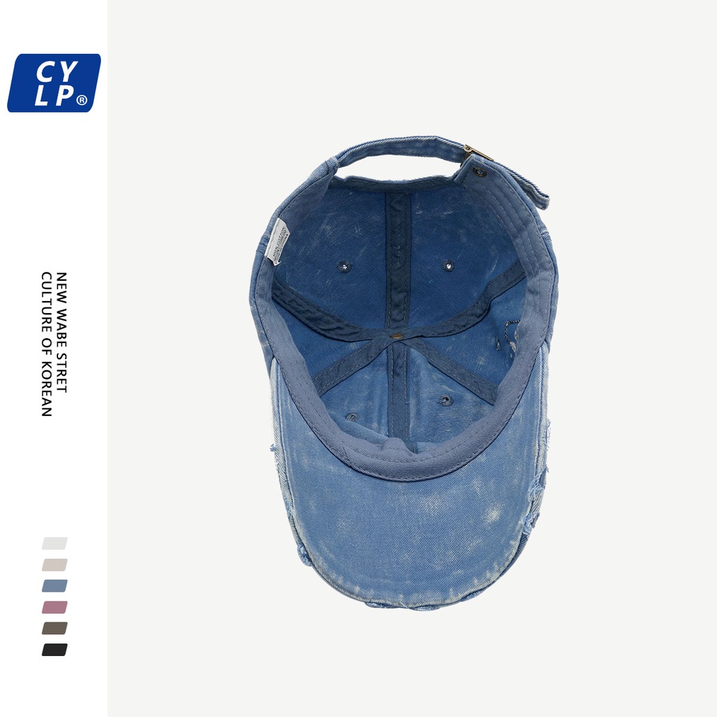 Ins Influencer Mũ Lưỡi Trai Thêu Chữ NYC Nhuộm Màu Phong Cách Retro Hàn Quốc Cho Nữ