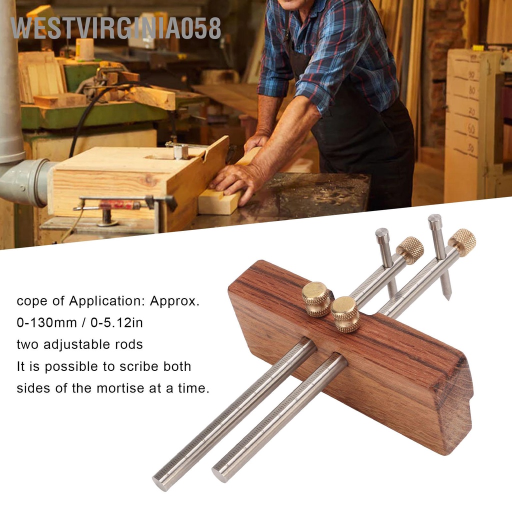 Có thể bán buôn Máy đo đánh dấu chế biến gỗ vạch kép Thanh kéo bằng thép không gỉ lỗ mộng cho Ngói gốm kim loại Westvirginia058 Hàng giao ngay