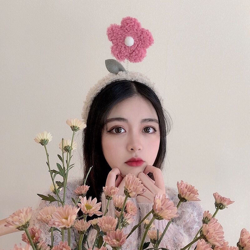 Bờm Cài Tóc Lò Xo Đu Đưa Gắn Bông Hoa Xinh Xắn Phòng Cách Hàn Quốc Dành Cho Nữ