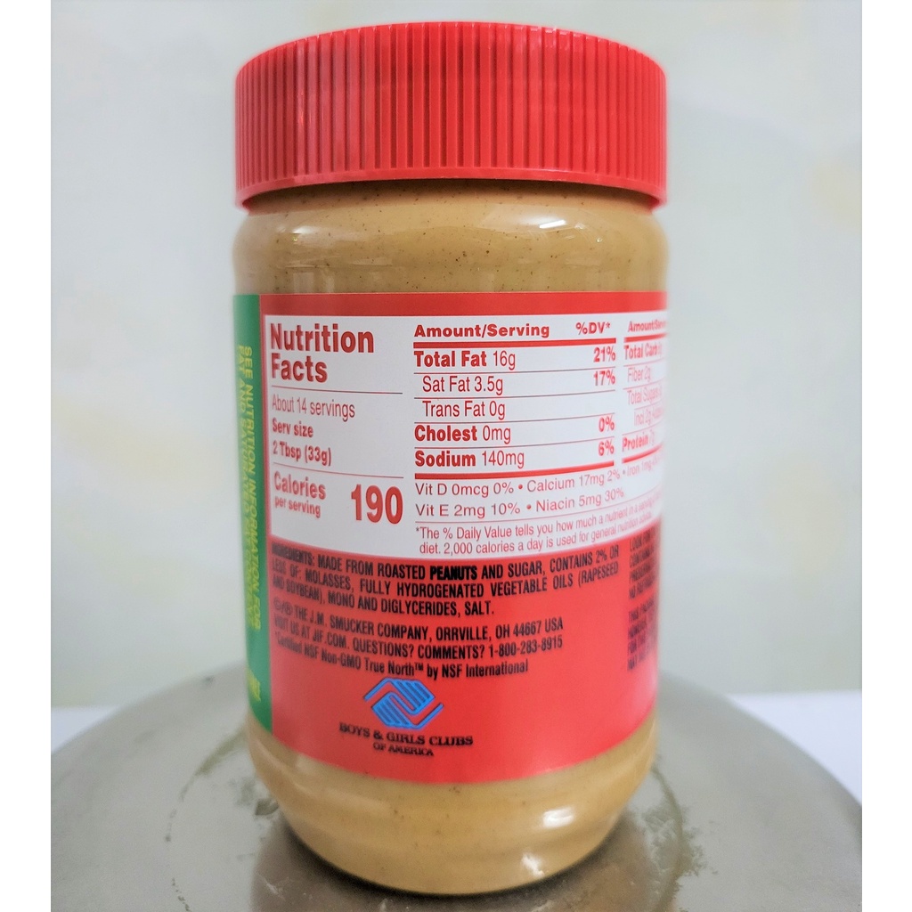 [454g – NẮP ĐỎ] BƠ ĐẬU PHỘNG MỊN [USA] JIF Creamy Peanut Butter