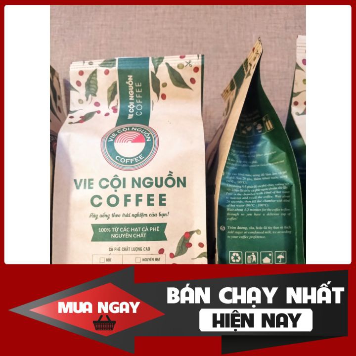 Gói 500g cà phê rang xay với 100% Robusta rang mộc -VIE CỘI NGUỒN