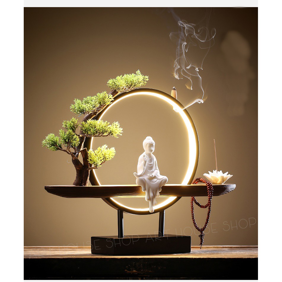 Kệ Cây Đèn Led Nguyệt Mộc Trầm 01