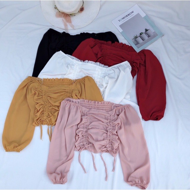 Áo Voan Nữ - Áo Kiểu Nữ Rút Dây Tay Dài - Thời Trang Nữ AnAn - CRT7 | BigBuy360 - bigbuy360.vn