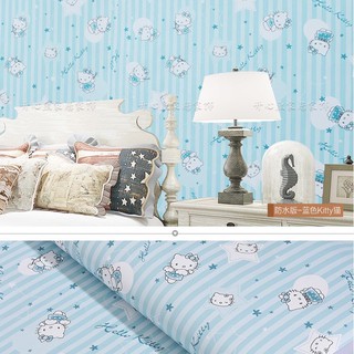 10m giấy dán tường sẵn keo kitty dọc xanh 5291