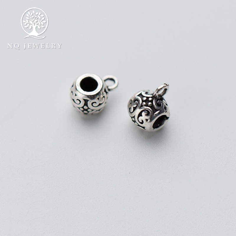 Combo 5 charm bạc hình trụ xỏ ngang để gắn charm treo 5.5*6*6mm - NQ Jewelry