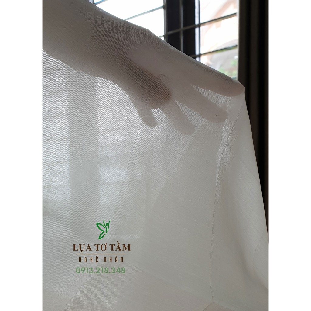 Khăn Lụa Tơ Tằm thiên nhiên Việt Nam Silk4world (màu trắng)