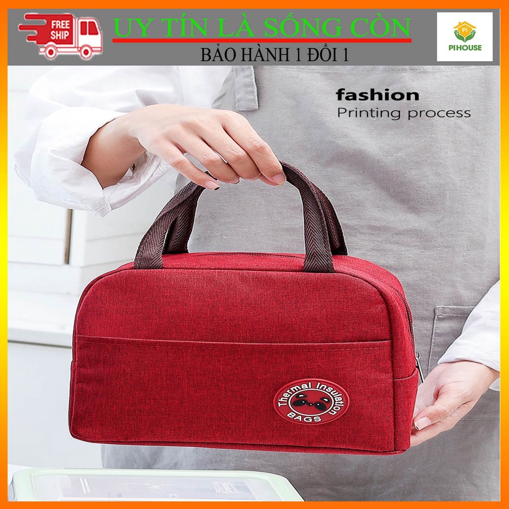 Túi giữ nhiệt mang cơm có quai cầm tiện lợi, túi đựng hộp cơm văn phòng lịch sự